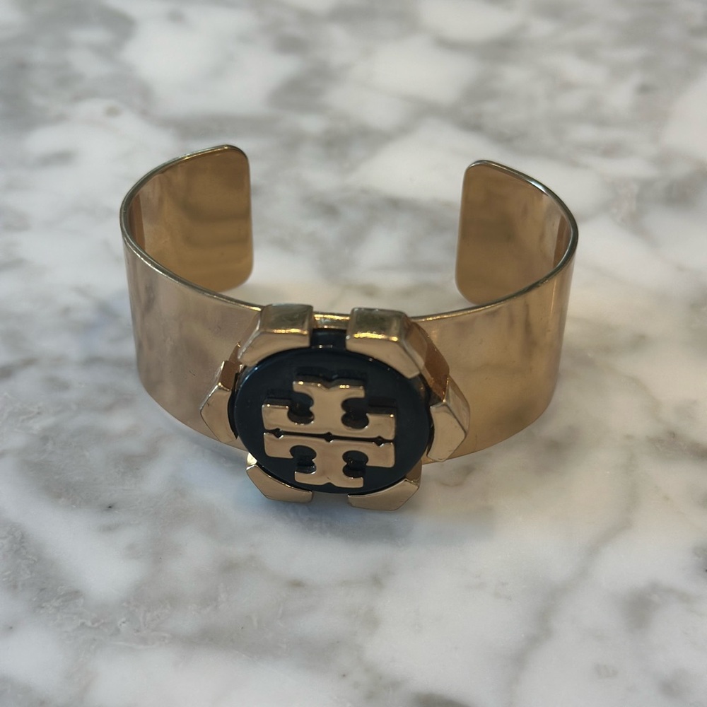 Tory Burch logo metal cuff bracelet